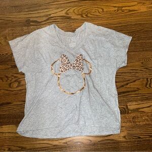Disney Gray Short Sleeve Tee with Animal Print
